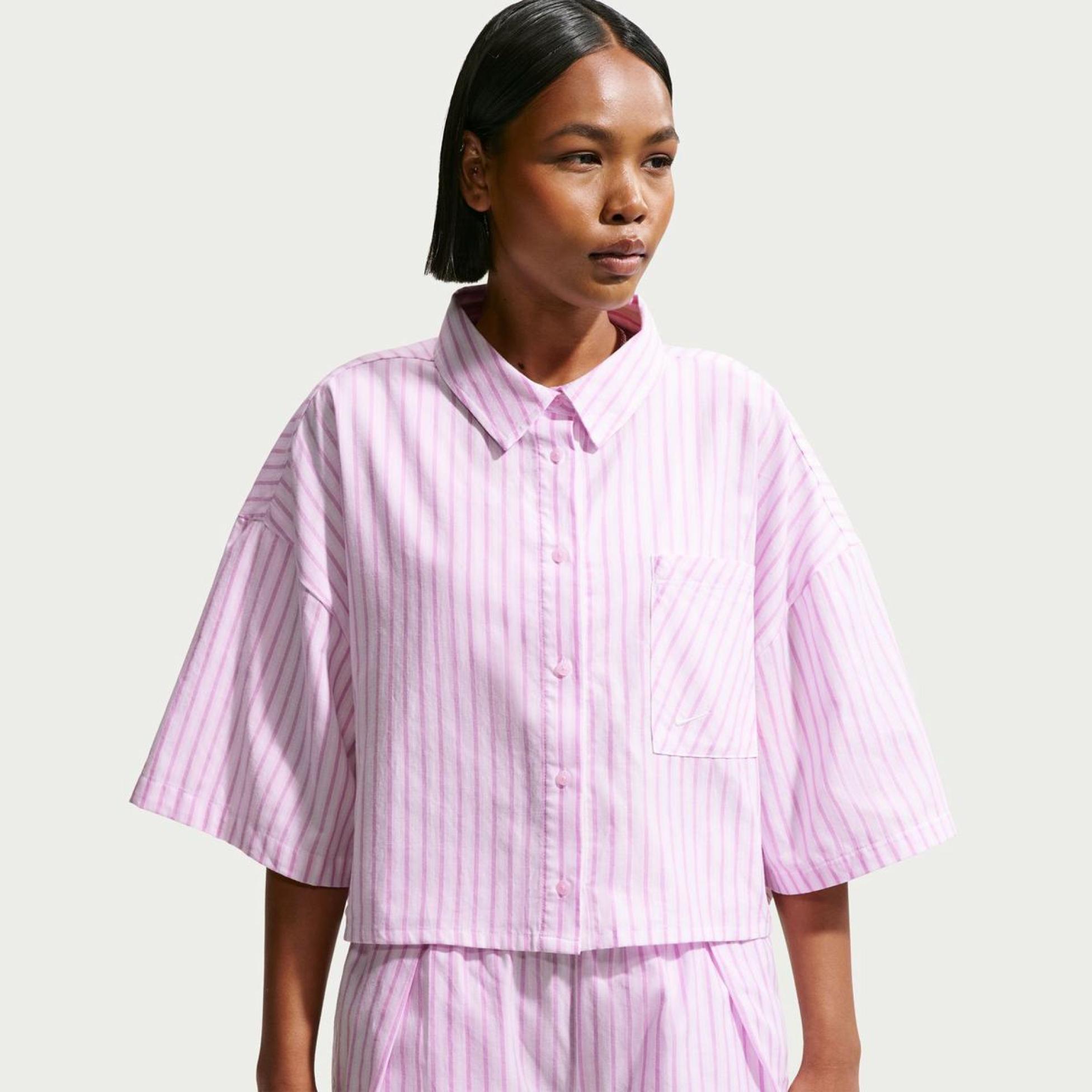 Жіноча сорочка NIKE W NSW OFFLN WVN PPLN STRP SS II4228-503