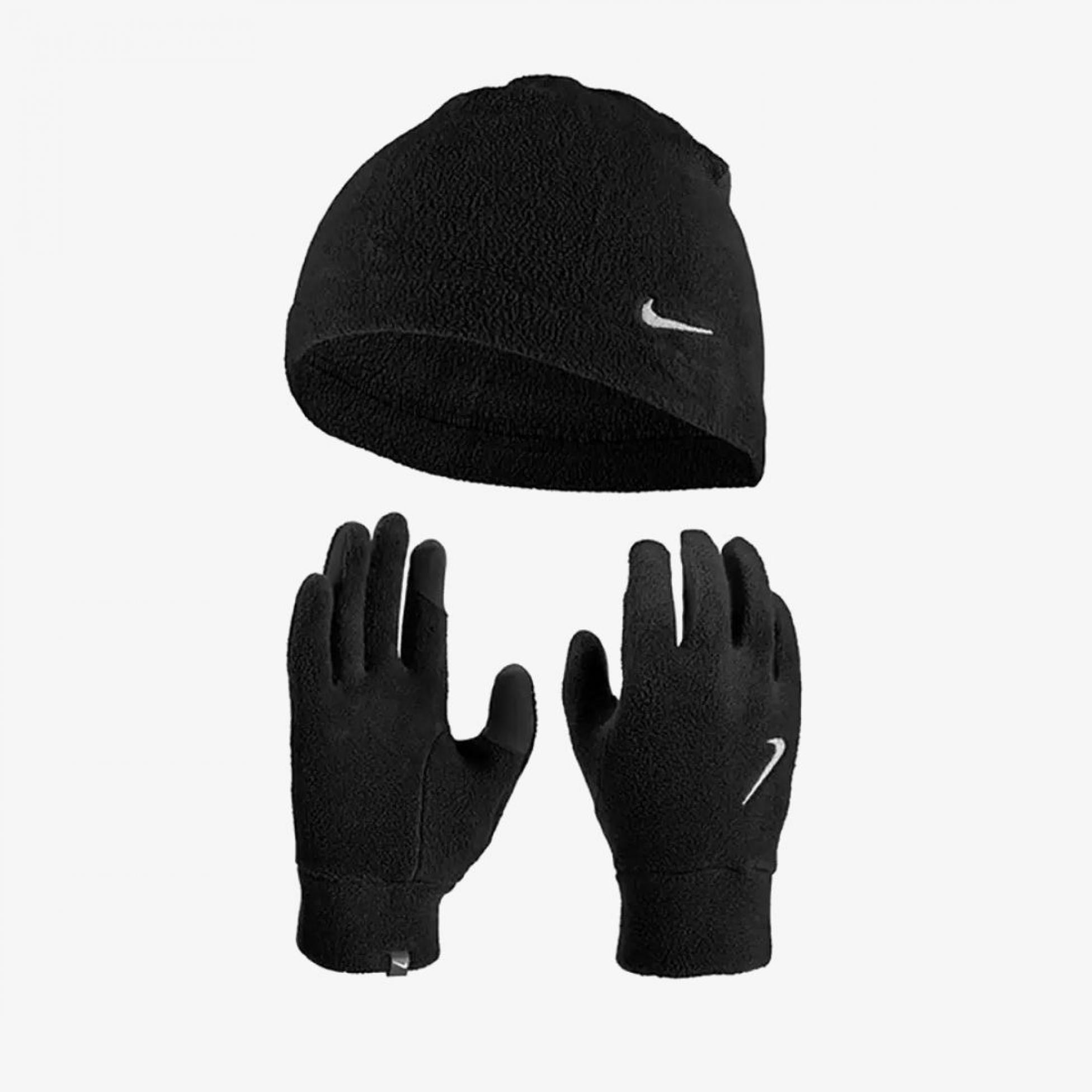 Набор:шапка, перчатки NIKE M FLEECE HAT AND GLOVE SET BLACK/BLACK/SILVER L/XL N.100.2578.082.LX